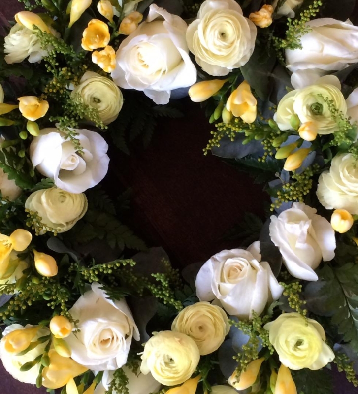 Pastel lemons and creams Spring wreath