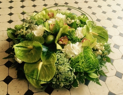 Contemporary posy greens and whites