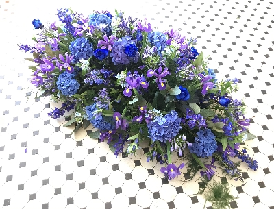 Luxury Casket Spray in Blue and Purple