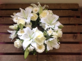 Rose and lily and gerbera wreath