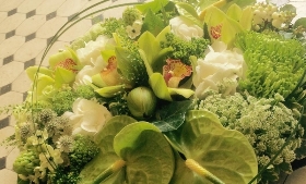 Contemporary posy greens and whites