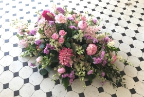 Meadow Casket Spray in Pinks